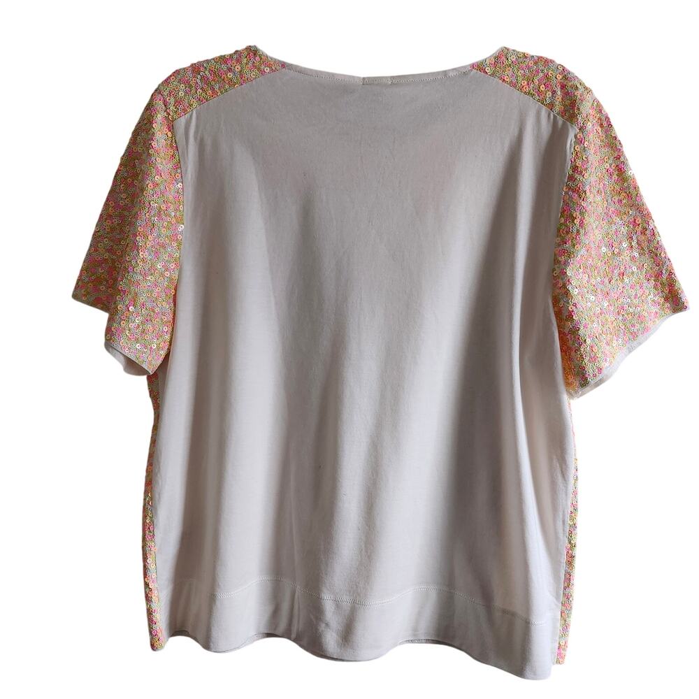 J Crew Neon Sequin Short Sleeve T-Shirt Size XL - Picture 2 of 9